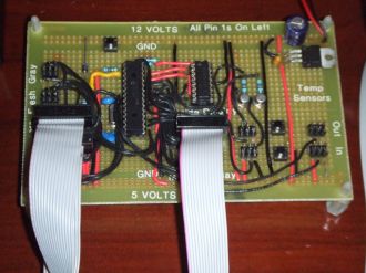 Board with some of the ribbon cables installed.